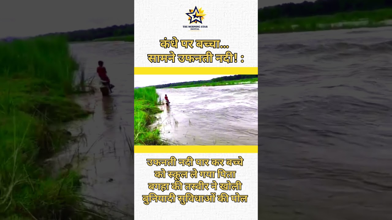 उफनती नदी पार कर बच्चे को स्कूल ले गया पिता | Bihar Viral Video #shorts