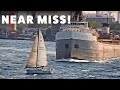Near miss  great lakes freighter vs sailboat