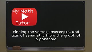 ALEKS | Finding the vertex, intercepts, and axis of symmetry from the graph of a parabola