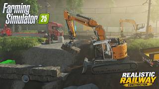 Building a Massive Stone Drainage Wall! | Liebherr 926 Compact | FS25 Realistic Gameplay