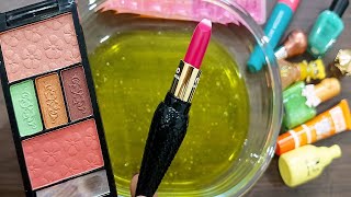 Slime Coloring with Makeup! LIPSTICK SLIME! Mixing Makeup into clear slime! #satisfying #asmr