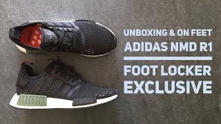 Adidas NMD R1 Foot Locker Exclusive Green Base Core Black | UNBOXING & ON FEET | fashion shoes | HD
