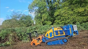 Remote-Controlled Robo Mower with Forestry Head - Dense Vegetation Clearance