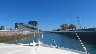 Enter Chicago Locks from the Chicago River on a 43' Tiara Coupe