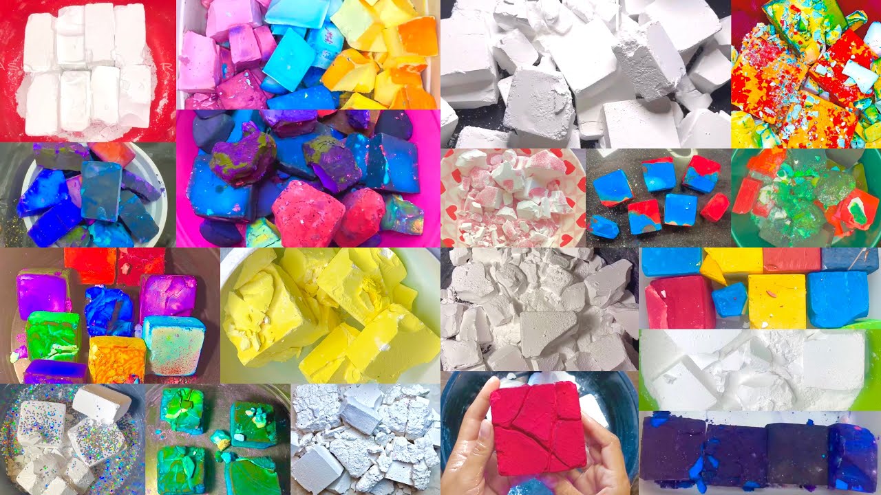 20 BSN VIDEOS‼️ soft fluffy plain jane dyed gym chalk blocks glitter asmr sleep aid oddly satisfying