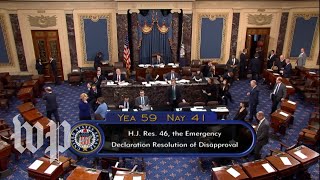 Senate passes disapproval resolution of Trump's national emergency