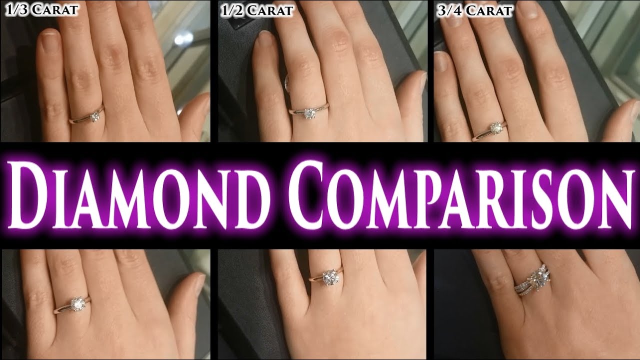 1 Carat Diamond Ring On Finger Hand 2 Ct Size Comparison 1 2 1 5 3 0 5 Price Engagement Rings Buy Youtube