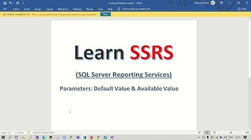 SSRS Using Parameter Default Values And Available Values