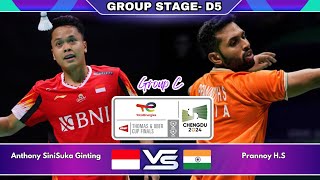 Anthony Sinisuka Ginting Vs Prannoy H.S | Group Stage | Thomas & Uber Cup Finals 2024 Badminton