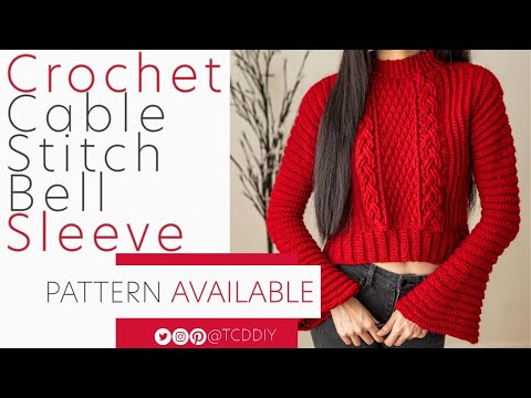 Crochet Cable Stitch Bell Sleeve Jumper | Pattern & Tutorial DIY