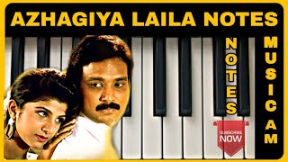 Azhagiya laila song piano tutorial | Ullathai Allitha | Tamil songs easy keyboard NOTES | Mano