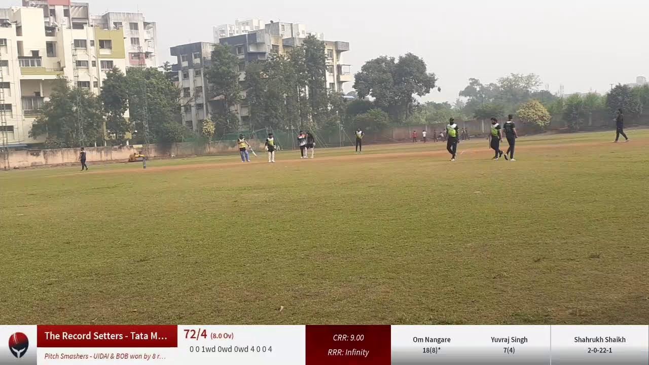 Live Cricket Match Pitch Smashers UIDAI & BOB vs The Record Setters