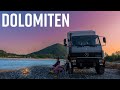 Expeditionsmobil Dolomiten Off-Roadtrip, Wandern und Wildcampen am Fluß im 4x4 Camper Fernreisemobil