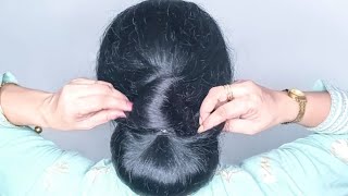 Simple Quick Low Bun Juda Hairstyle (Self Hairstyle) hair style girl for thin hair 