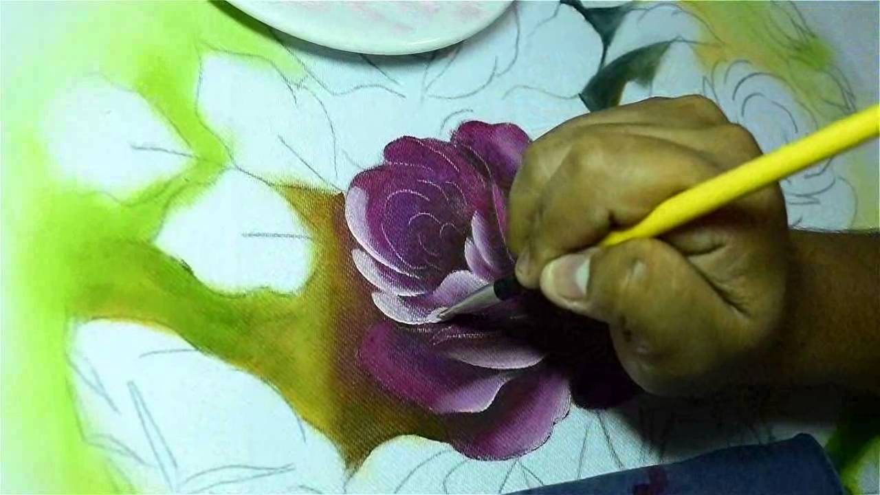Pintura em tecido: Rosa Colombiana - YouTube
