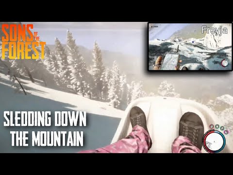 Sons of the Forest - Sledding down the mountain (2 perspectives)