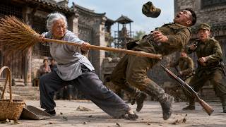 Action Movie | Soldiers Bully an Old Street Sweeper—Then She Knocks Them Out With One Broom! screenshot 5