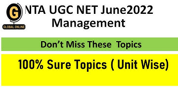 NTA UGC NET  June 2022  Management  List of  100%sure Topics
