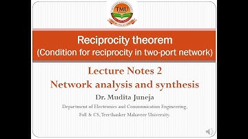 Reciprocity theorem (Conditions for reciprocity in a two-port network)