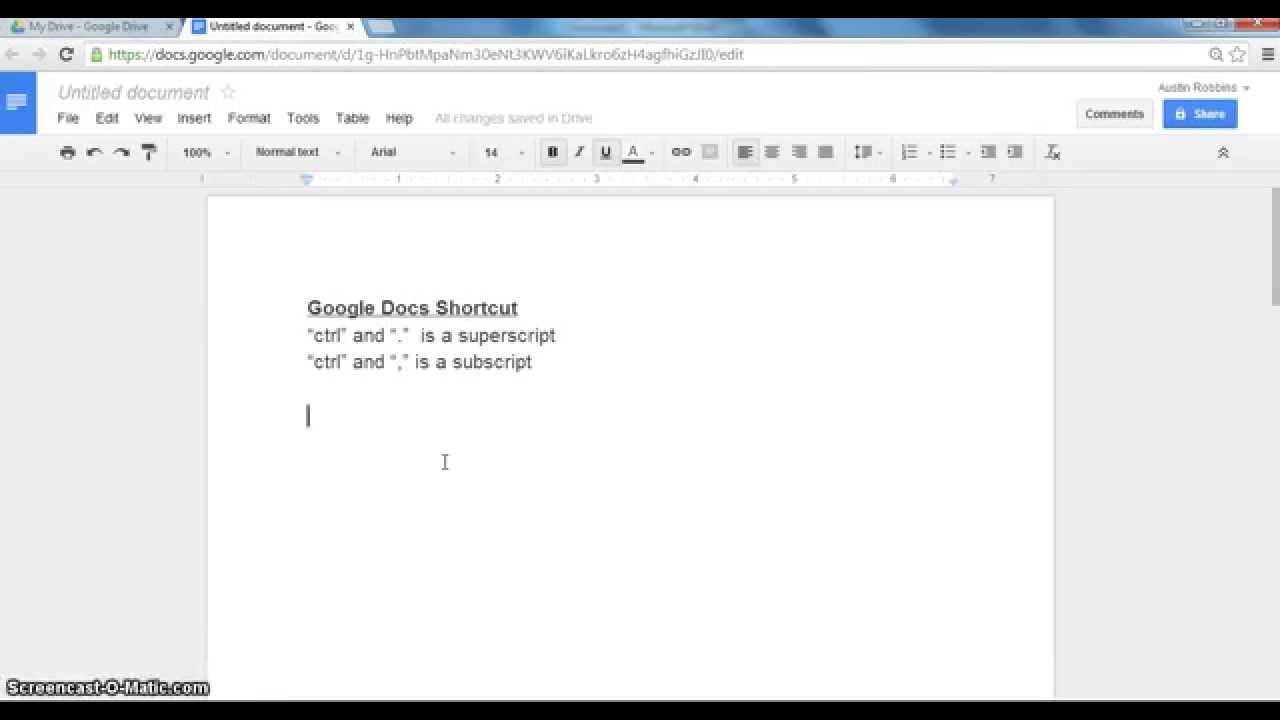 Subscripts and Superscripts in Google Docs