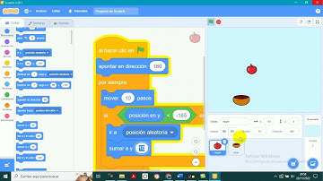 Juego de la Manzana y Canasta en Scratch