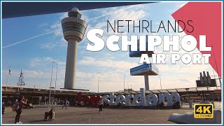 Walking Tour in Schiphol Airport AMS  Arrival and Departure terminals  4k