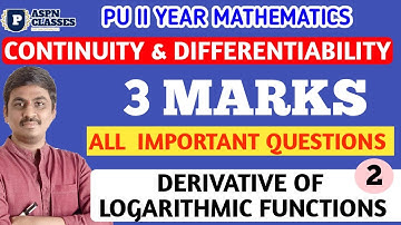 2nd PU CONTINUITY AND DIFFERENTIABILITY 3 MATKS IMPORTANT TWO QUESTIONS 2024 PART 2