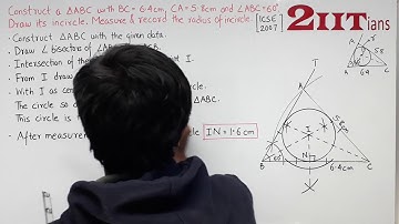 Construction Exercise 16.2 Q 6 Class X ICSE | Incircle of Triangle