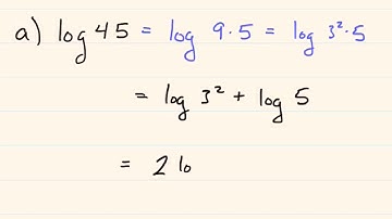 23.  Write each logarithm in terms of log3 and log5:  a)  log 45, b)  log 25/27