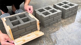 Casting Rectangular Perforated Cement Tiles From Recycled Wood