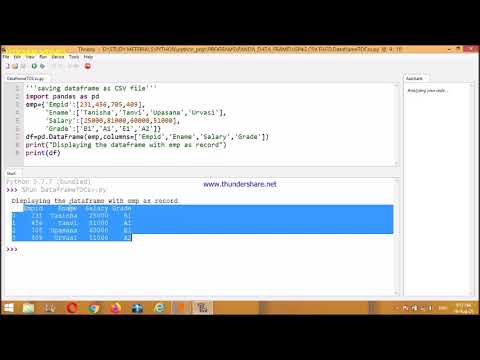 Convert DataFrame of Python Pandas to CSV file - YouTube