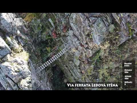Via ferrata Vír Ledová stěna introduction from drone