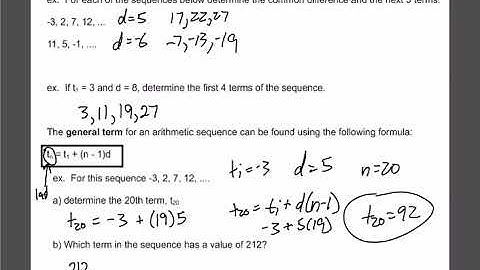 Math 20-1: Sequences and Series 1: Arithmetic Sequences