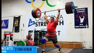 Wes Kitts Hits a 217kg/478lbs Clean & Jerk (PR)