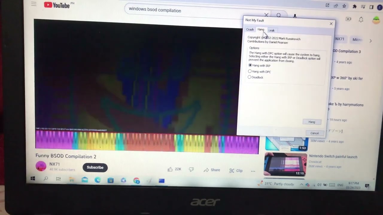 notmyfault.exe BSOD Crash Test