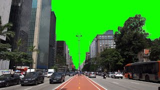 City Buildings Road Traffic People Green Screen Background 4k Video Effect