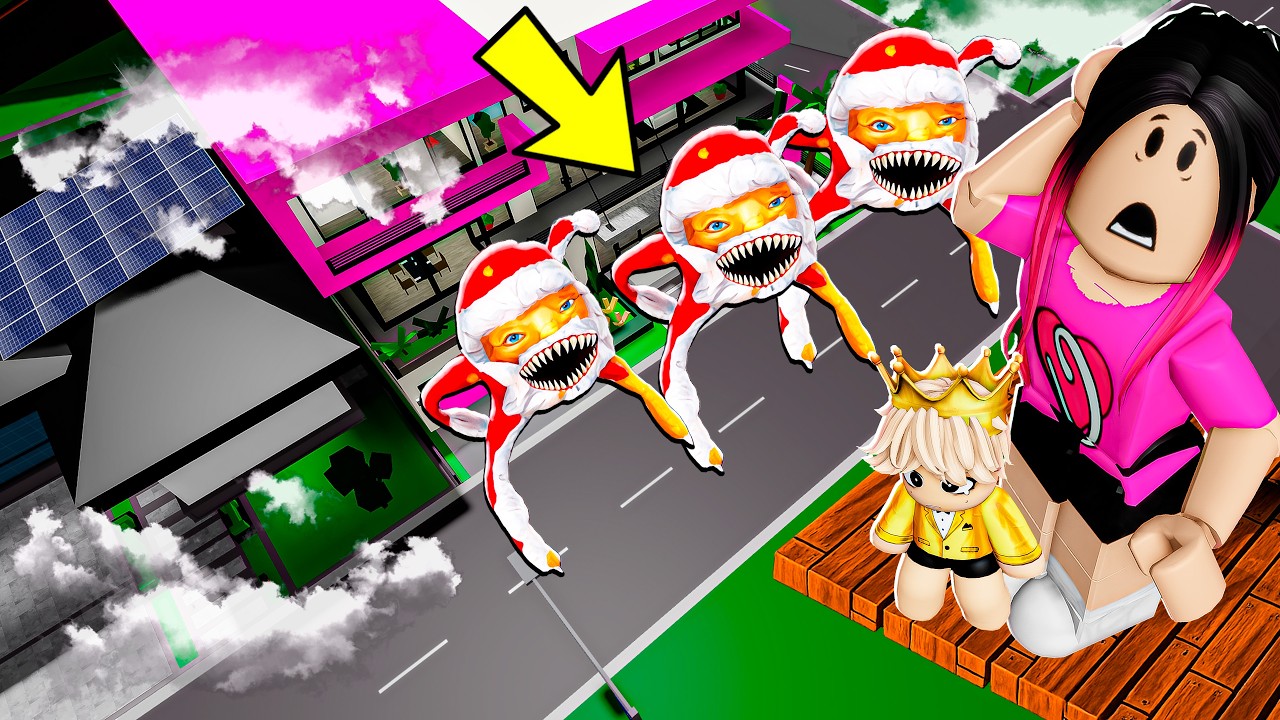 Construimos uma base no CÉU para se Esconder do GOO GOO GAGA... (Brookhaven)