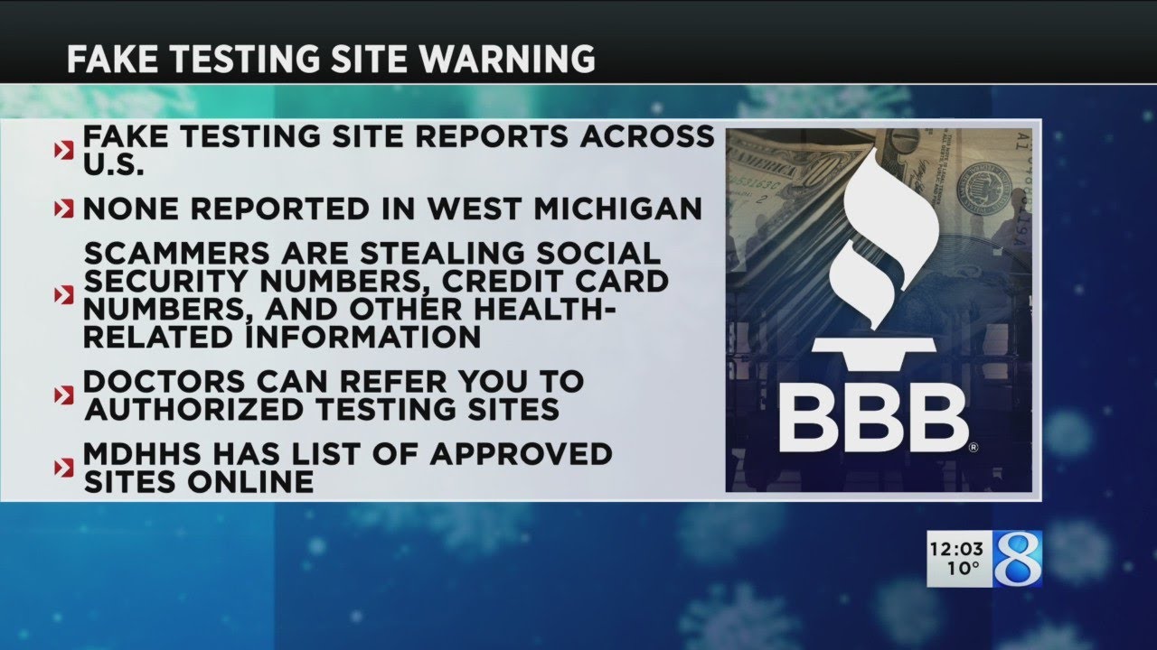 BBB: Watch out for fake COVID-19 test sites in West Michigan