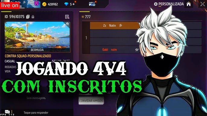 🔥 X1 DOS CRIAS PREMIADO AO VIVO - SALAS PERSONALIZADAS COM INSCRITOS, 4X4  🔥 FREE FIRE AO VIVO 🔥 