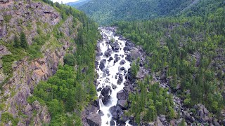 Uchar waterfall (Chulchinsky). Mountain Altai. DJI Mavic Mini drone video. Водопад Учар Горный Алтай