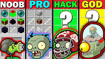MINECRAFT BATTLE NOOB VS PRO VS HACKER VS GOD CRAFT PLANTS VS ZOMBIES FUNNY MINECRAFT TROLLING MAPS