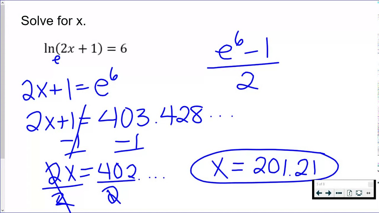 natural log problem solving