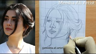 How to draw Turkish Drama Actress özge yağız as Rehaan | girl Drawing outline tutorial step by step