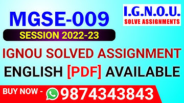 MGSE-009 Solved Assignment 2022-23 in English, MGSE 9 Solved Assignment 2023, MGSE 9 Assignment