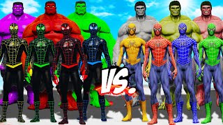 The Great War Of Team SPIDER-MAN Color \& Team HULK Color - EPIC SUPERHEROES WAR