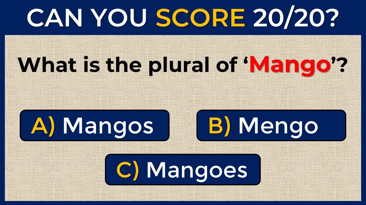 Plural Noun Quiz | English Grammar Test #challenge 1