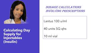 Insulin Dosage Calculations |Calculating Day Supply | NAPLEX, PTCB