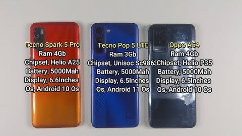 Oppo A54 Vs Tecno Spark 5 Pro Vs Tecno Pop 5 LTE | Speed Test & Comparison