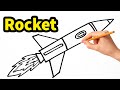 How to Draw a Rocket - Easy Rocket Drawing Step by Step for Kids - Cartoon Rocket Drawing