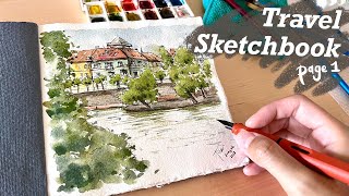 Riverside sketching in Prague |relaxing ink & watercolour